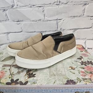Celine Olive Satin Slip-On Sneakers